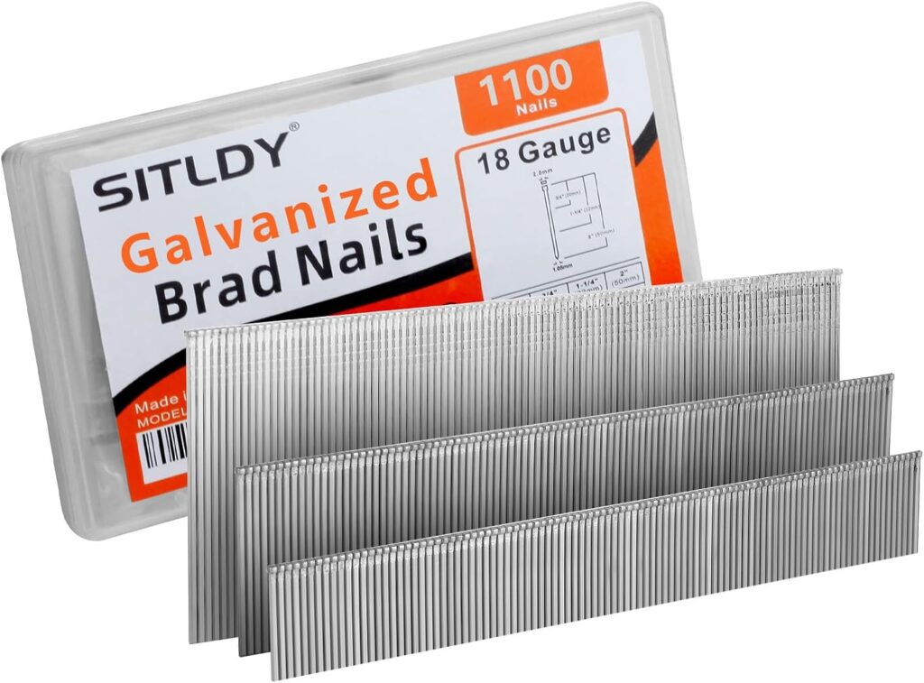 18 Gauge Galvanized Brad Nails 1100-Pack (3/4-400, 1-1/4-400, 2-300 Pcs), Assorted Size Project Pack, for Pneumatic, Electric Brad Nailers